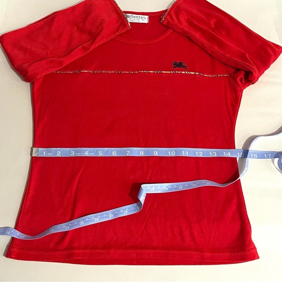 Vintage Burberrys Of London Girl’s 100% Cotton Nova Check Red Top - Picture 6 of 9